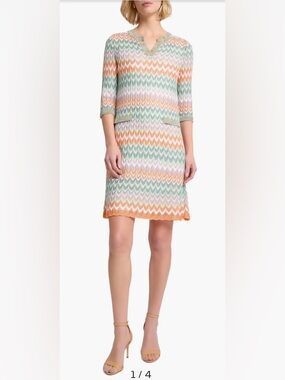 63. Misook $348 Pointelle Zigzag Knit Shift Dress